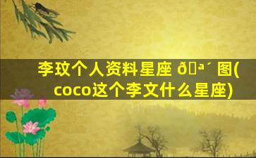 李玟个人资料星座 🪴 图(coco这个李文什么星座)